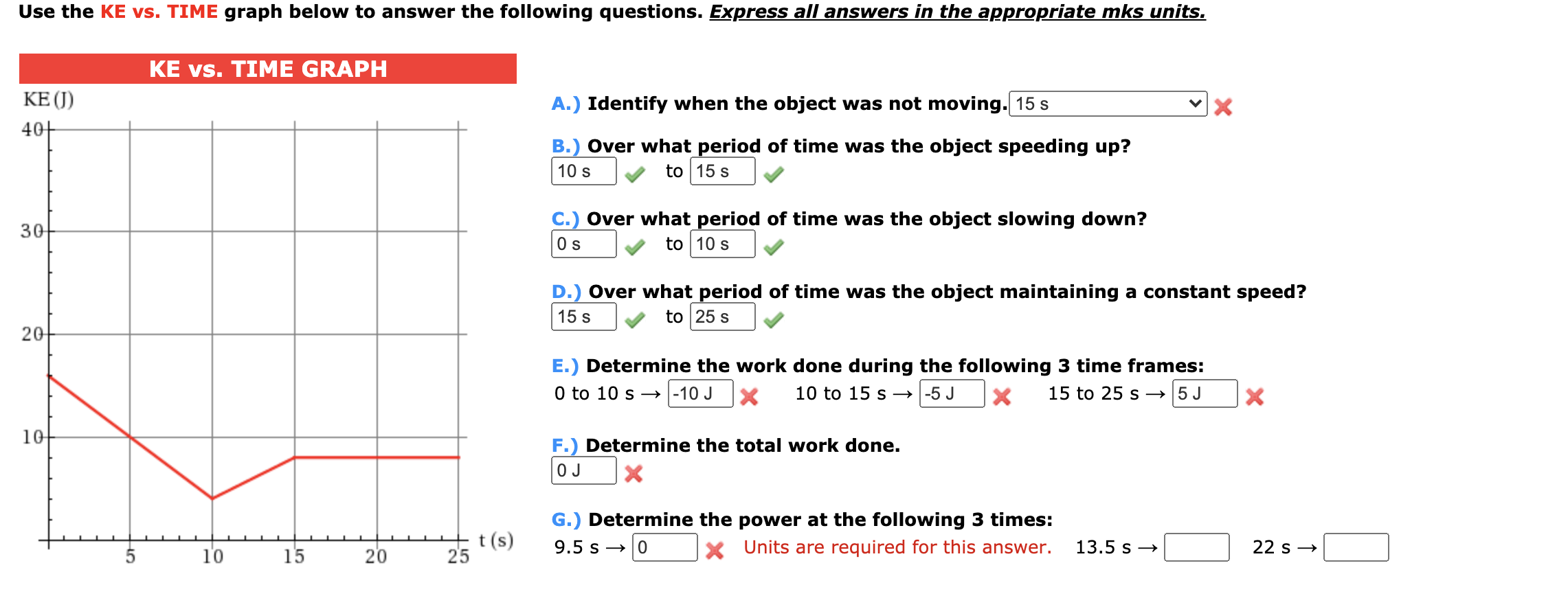 Solved Use the KE vs. TIME graph below to answer the | Chegg.com