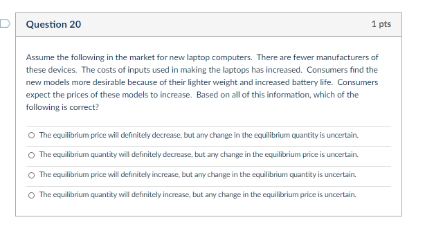 Solved D Question 20 1 Pts Assume The Following In The | Chegg.com