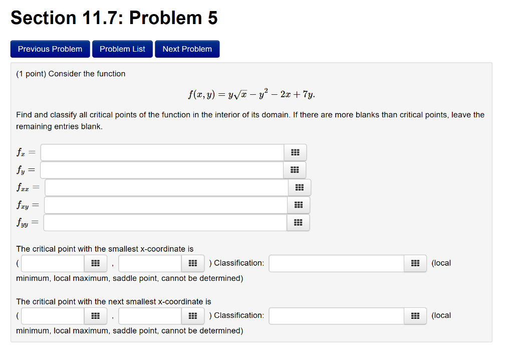 Solved Section 11.7: Problem 5 Previous Problem Problem List | Chegg.com