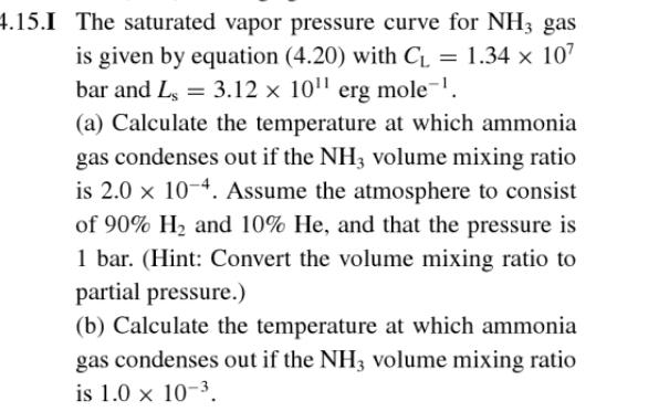 = 4.15.1 The saturated vapor pressure curve for NH3 | Chegg.com