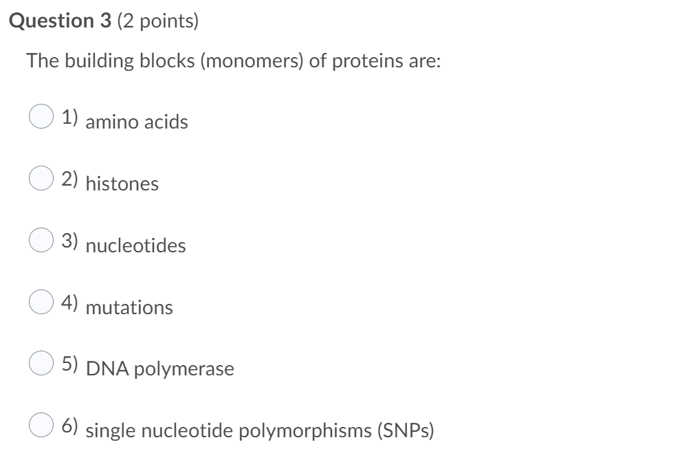 Solved Question 3 (2 points) The building blocks (monomers)