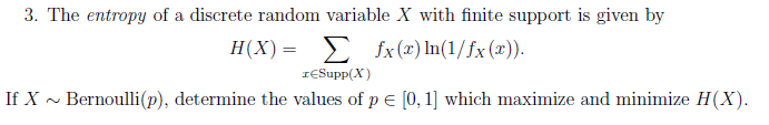 Solved The entropy of a discrete random variable X with | Chegg.com
