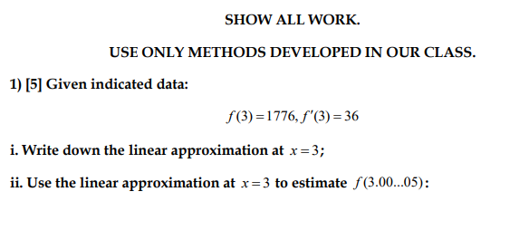Solved SHOW ALL WORK. USE ONLY METHODS DEVELOPED IN OUR | Chegg.com