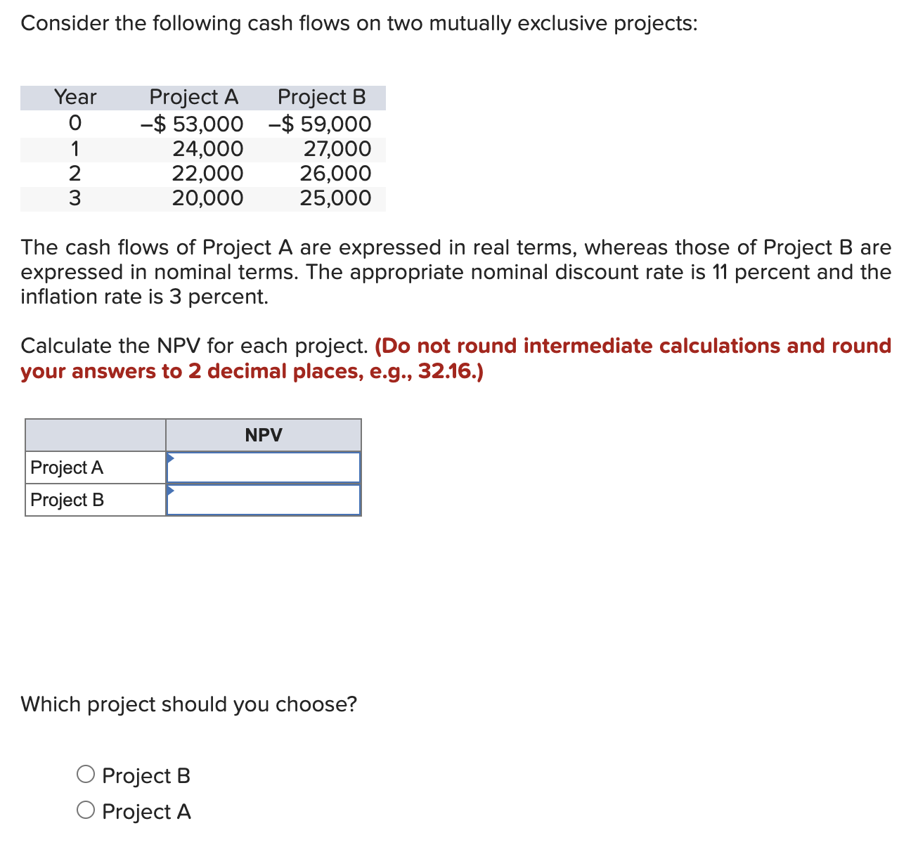 Solved Consider the following cash flows on two mutually | Chegg.com