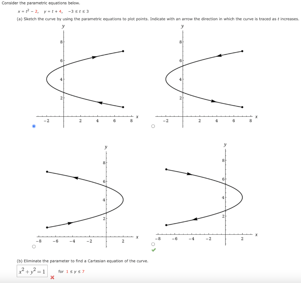 Solved Consider the parametric equations below. x = 2 - 2, y | Chegg.com