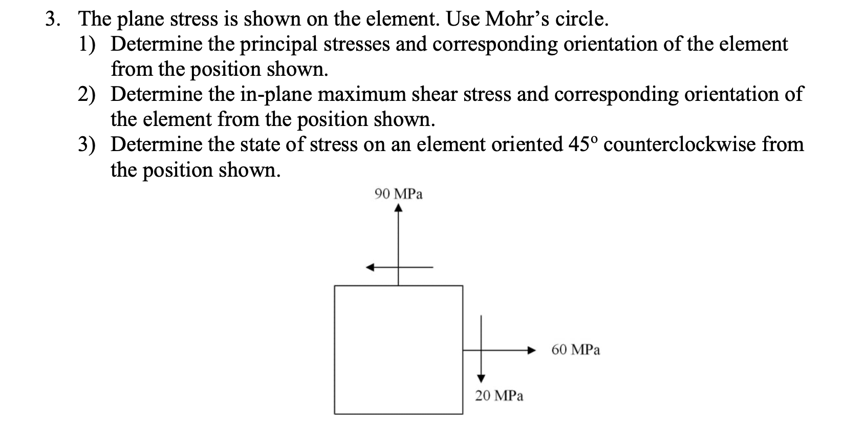 Solved 3. The Plane Stress Is Shown On The Element. Use | Chegg.com