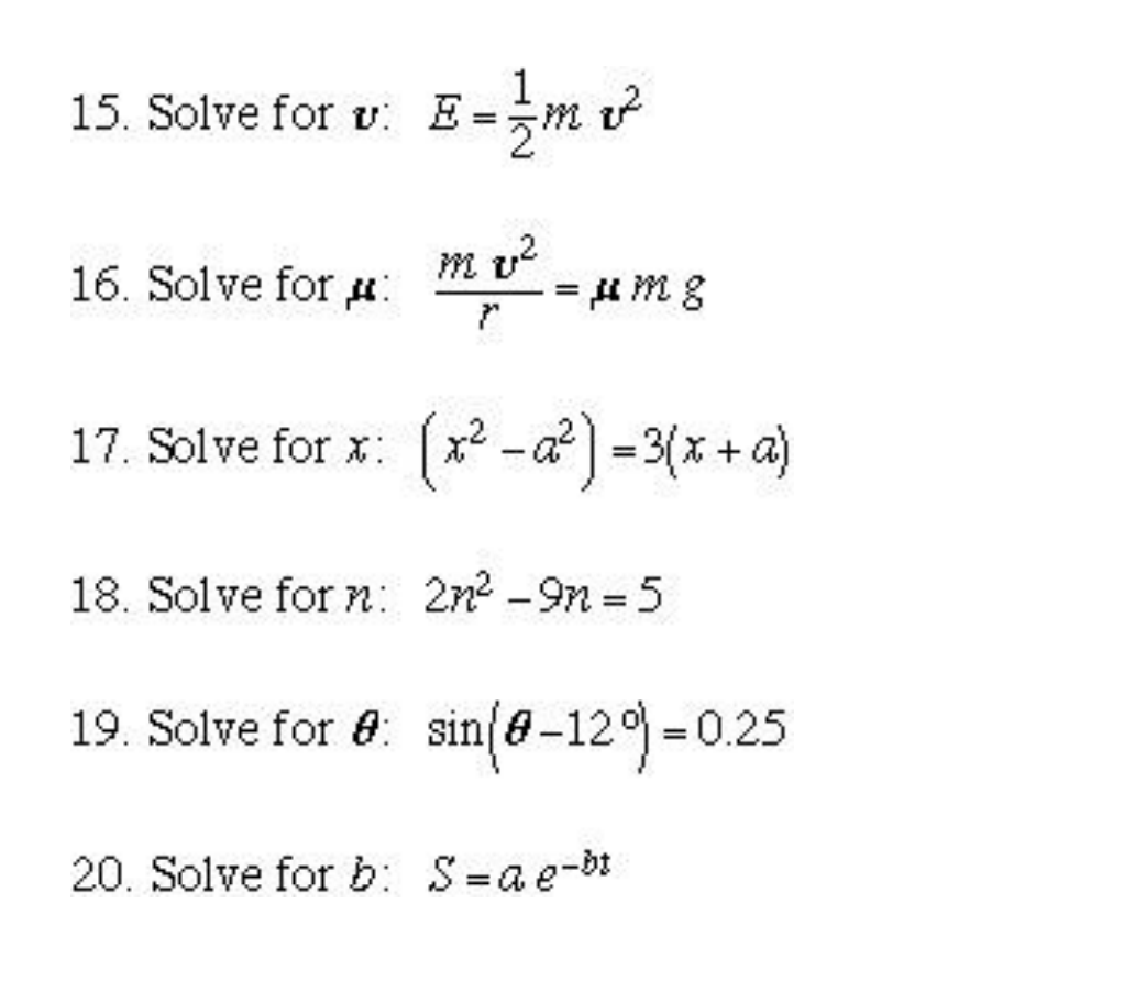 Solved 15 Solve For V E Zm V 16 Solve For M U2 48 Chegg Com