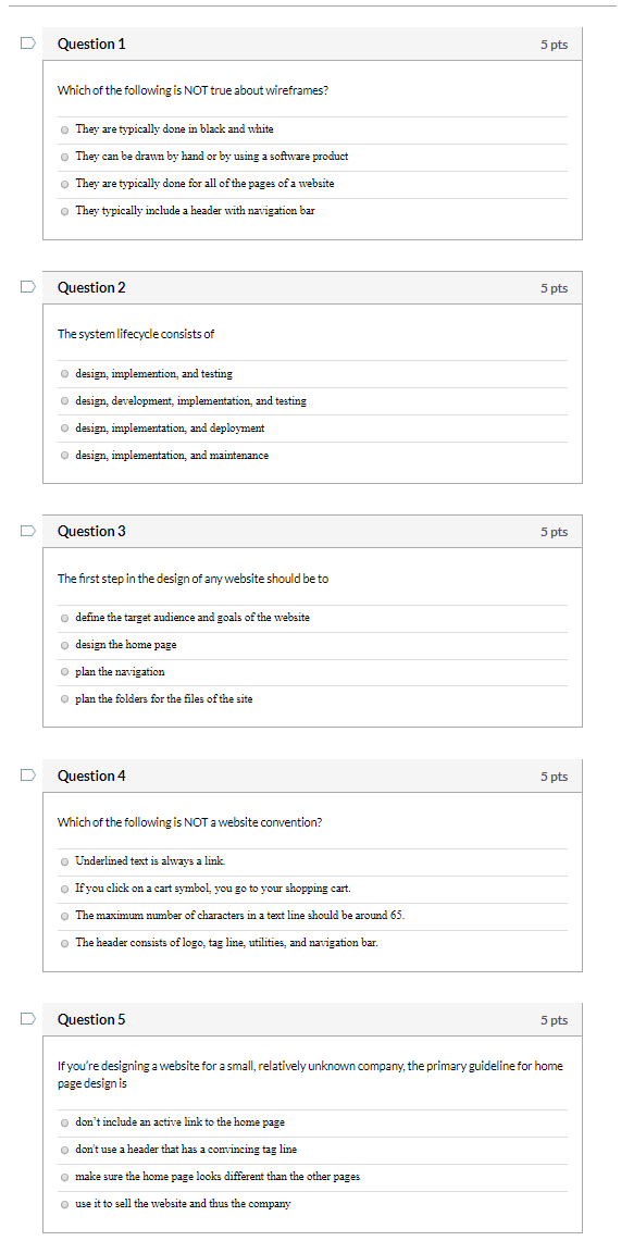 Solved D Question 1 5 pts Which of the following is NOT true | Chegg.com