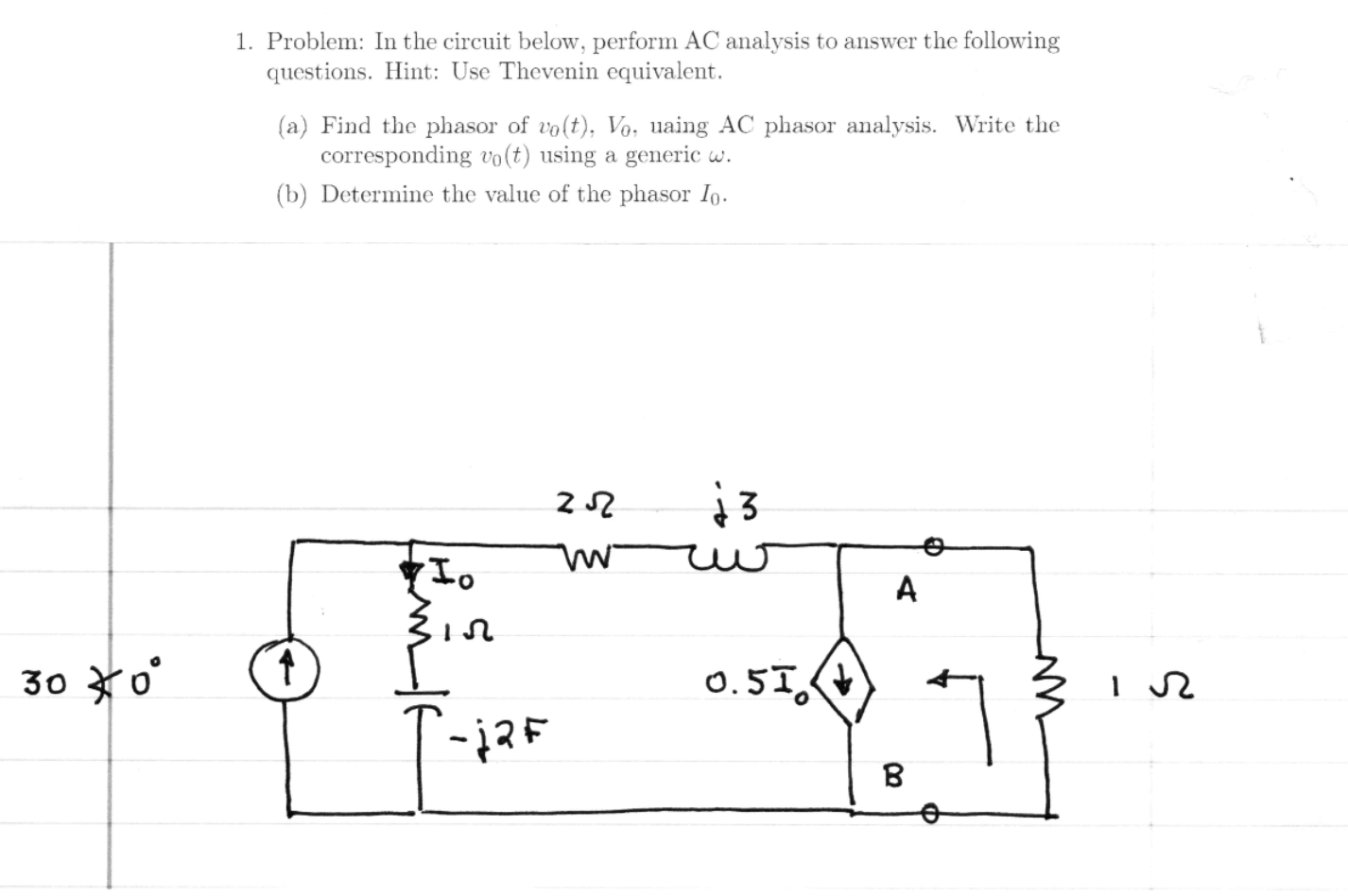 Solved 1. Problem: In The Circuit Below, Perform AC Analysis | Chegg.com