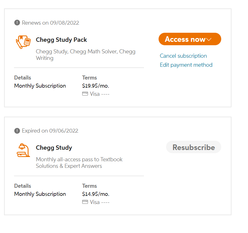 Solved I Tried Pausing My Subscription But I Am Not Seeing | Chegg.com