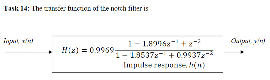 Solved Task 14: The transfer function of the notch filter is | Chegg.com