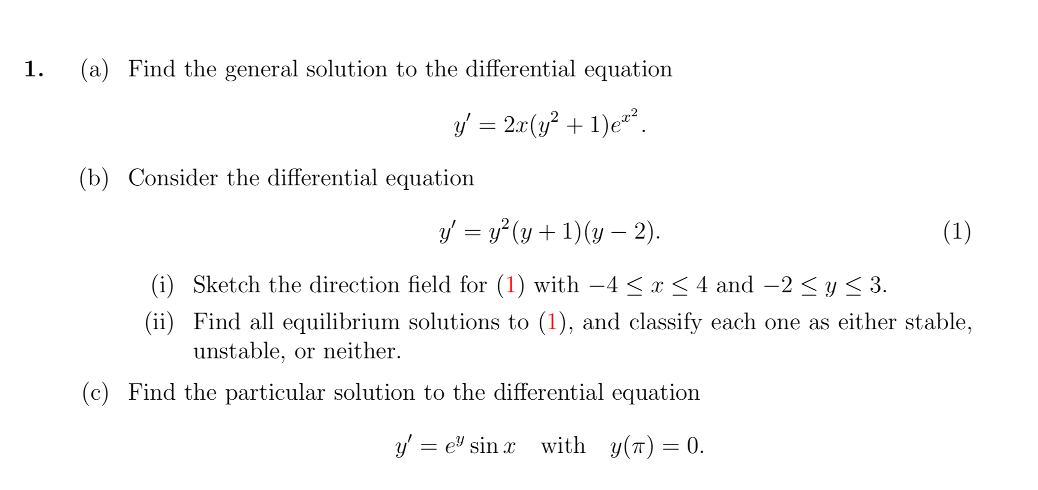 Solved 1 A Find The General Solution To The Differential Chegg Com