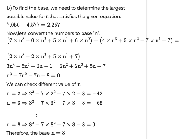 Solved B) To Find The Base, We Need To Determine The Largest | Chegg.com