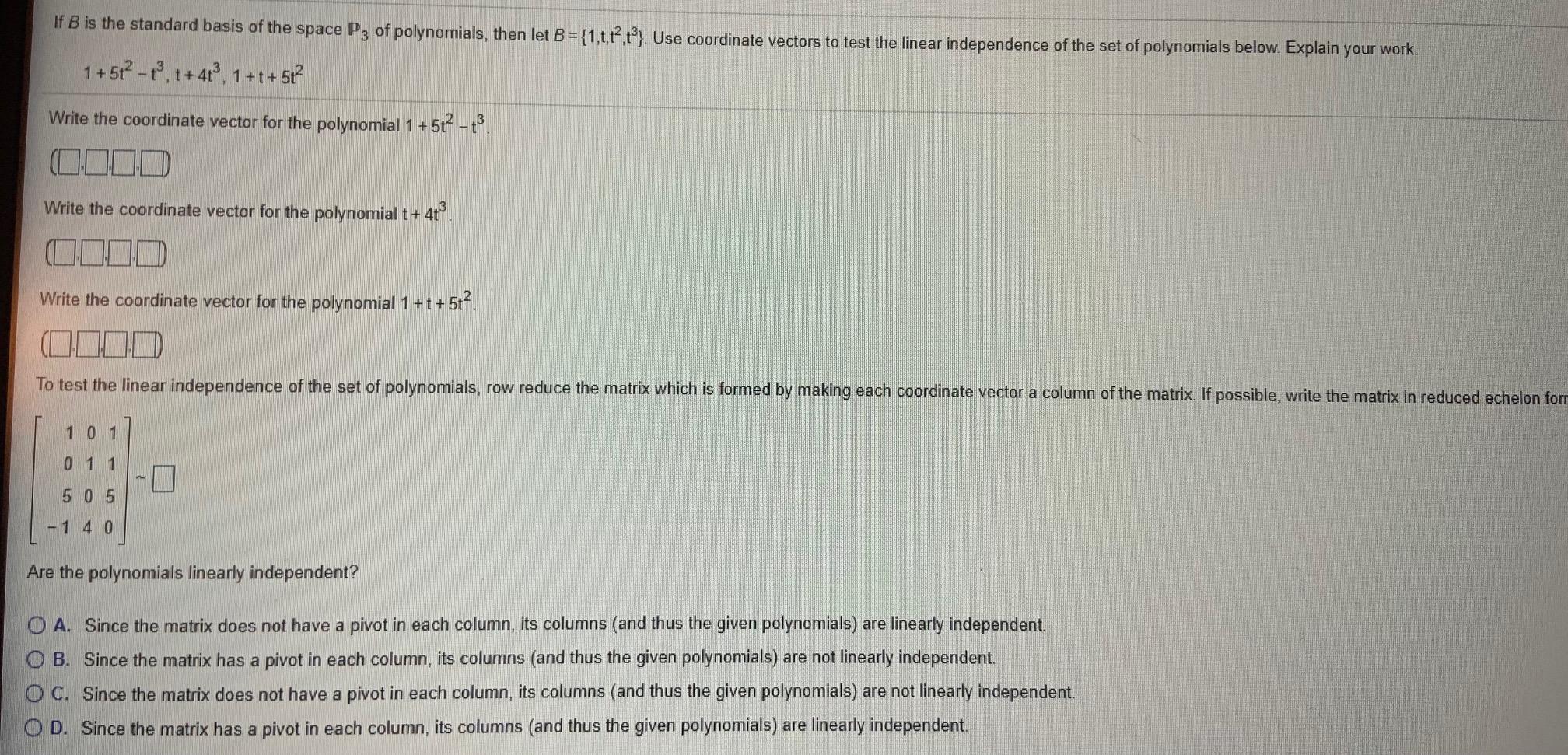Solved If B is the standard basis of the space P3 of