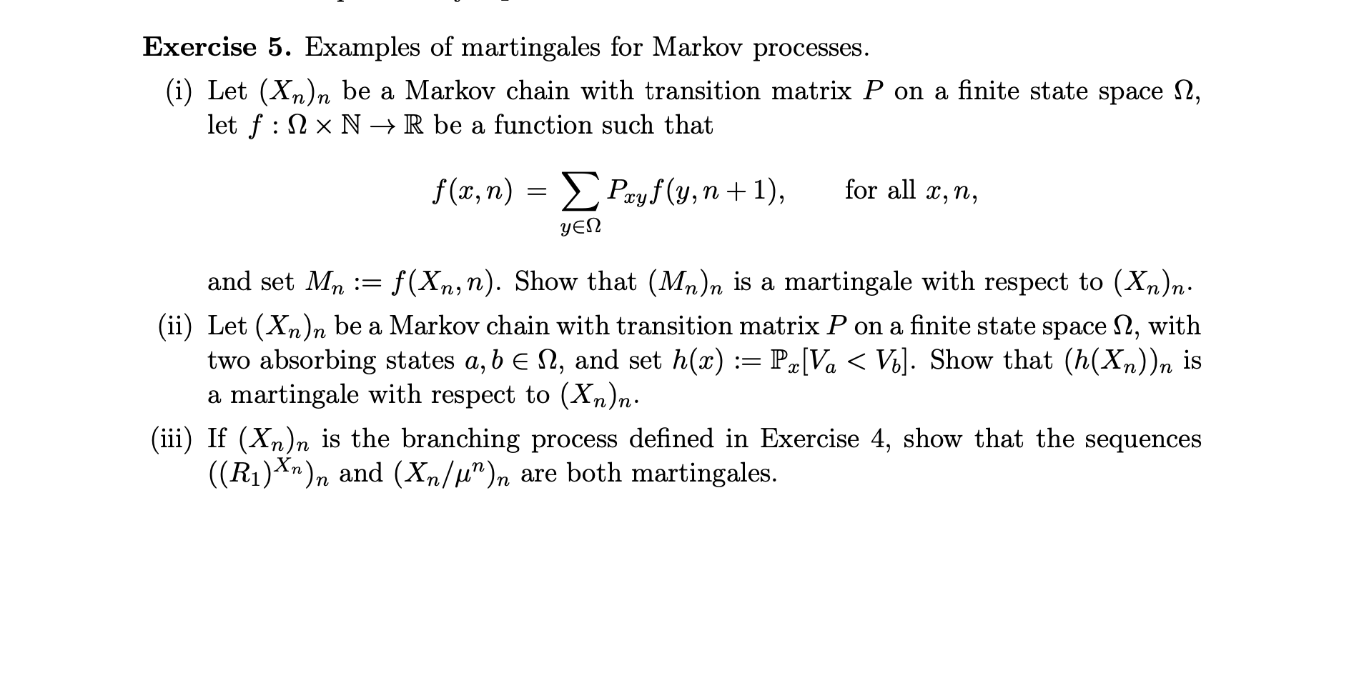 Solved Exercise 5. Examples of martingales for Markov