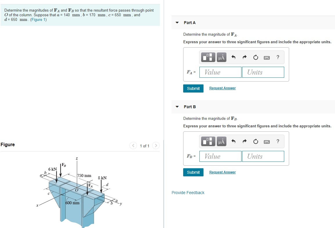 Solved Determine the magnitudes of FA and FB so that the | Chegg.com