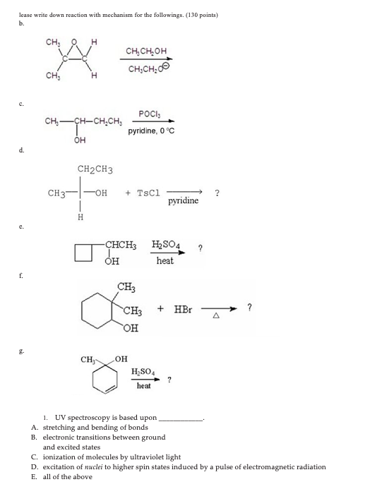 Solved lease write down reaction with mechanism for the | Chegg.com