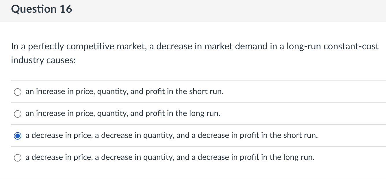 Solved In a perfectly competitive market, a decrease in | Chegg.com
