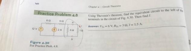 Solved 140 O Practice Problem 4.8 BU IT Thevenin' theorem, | Chegg.com