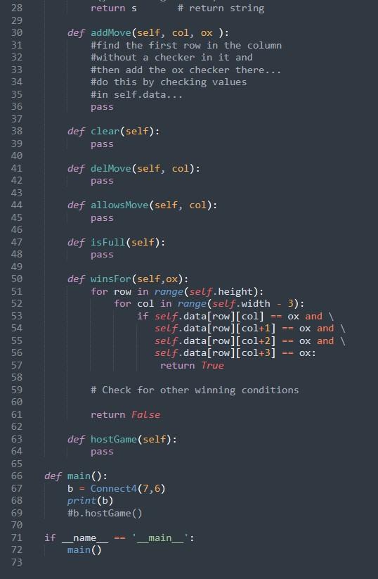 Solved Use Python3 You will implement a Connect Four game. | Chegg.com