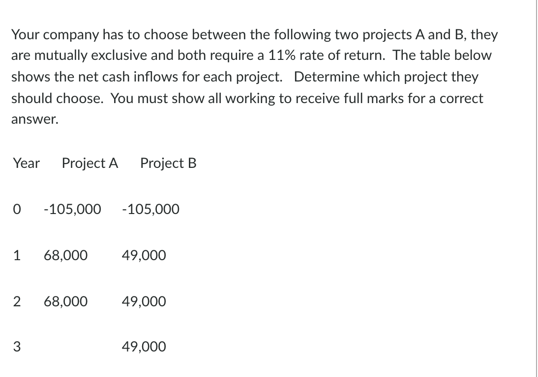 Solved Your company has to choose between the following two | Chegg.com