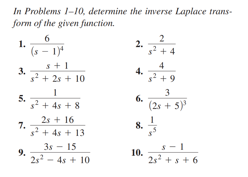 Solved In Problems 1-10, Determine The Inverse Laplace | Chegg.com