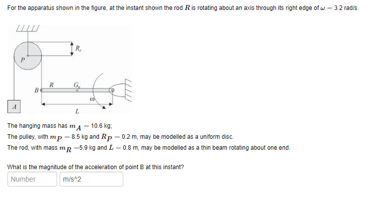 Solved For the apparatus shown in the figure, at the instant | Chegg.com