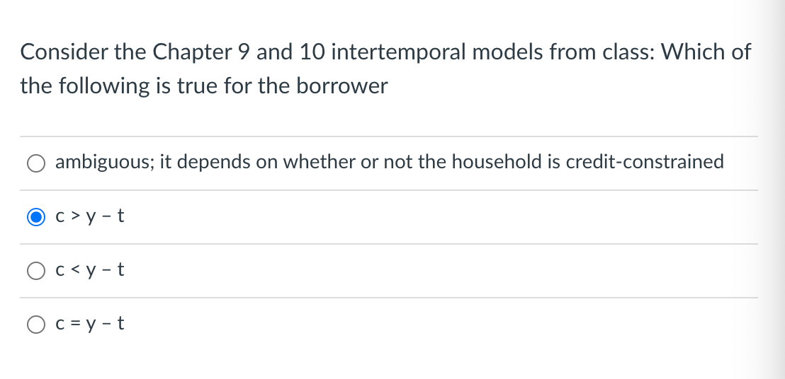 Solved Consider The Chapter 9 And 10 Intertemporal Models