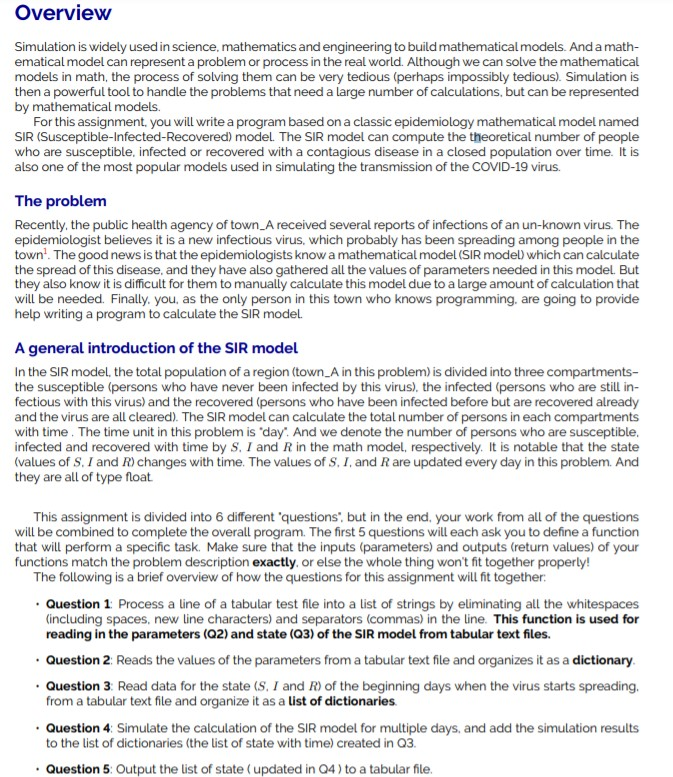 Solved Overview Simulation is widely used in science, | Chegg.com