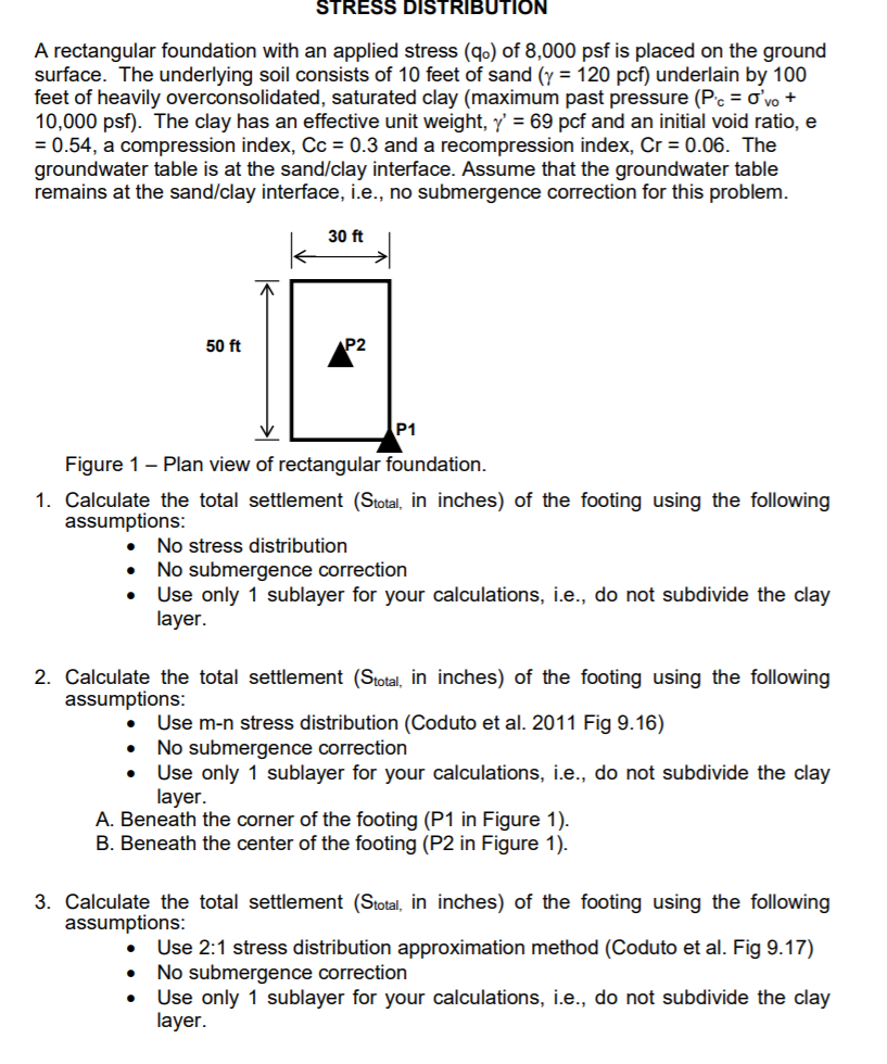Solved STRESS DISTRIBUTION A rectangular foundation with an | Chegg.com