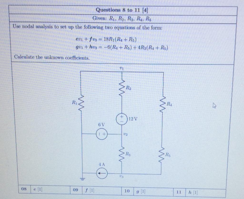 Solved Questions 8 to 11 [4] Given: R1, R2, R3, R4, R; Use | Chegg.com