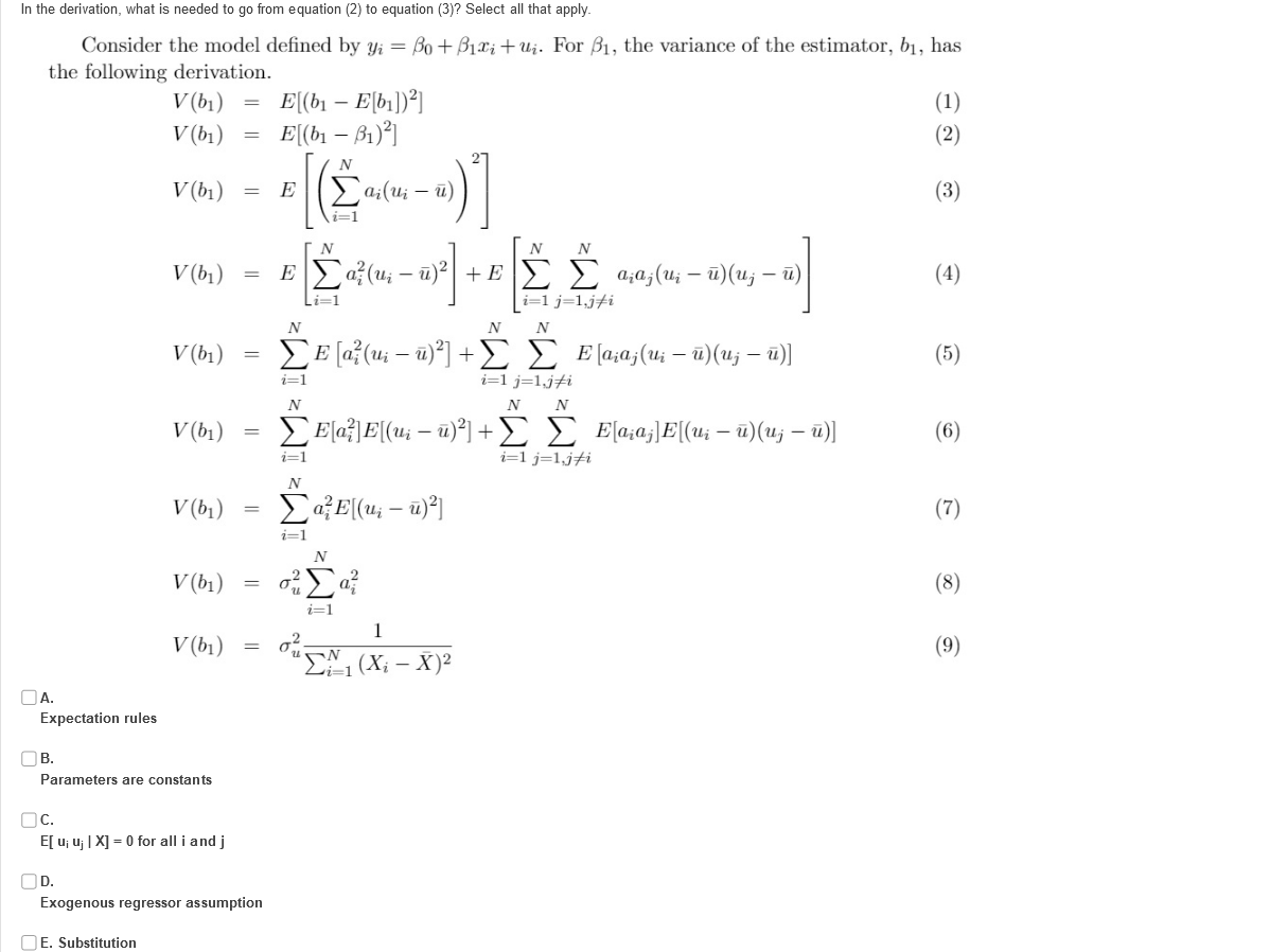 Solved In The Derivation What Is Needed To Go From Equation Chegg Com