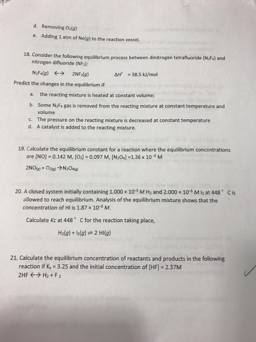 Solved Chemical Equilibrium Questions 1. For the Haber | Chegg.com