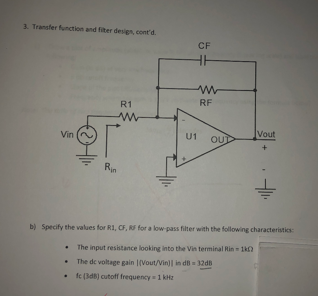 Solved 3. Transfer function and filter design (20 pts) R1 | Chegg.com