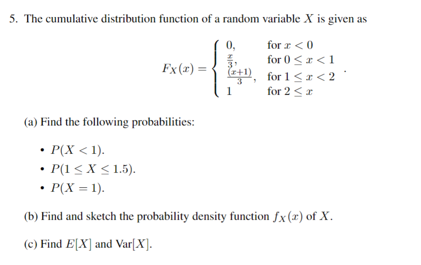 Solved The cumulative distribution function of ﻿a random | Chegg.com
