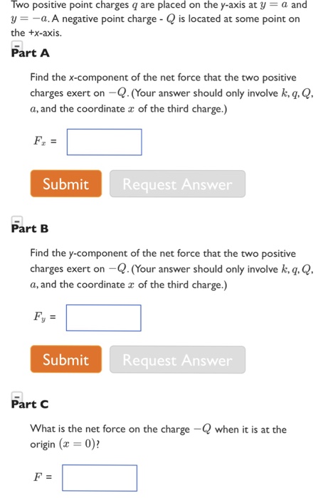 Solved Two positive point charges q are placed on the y-axis | Chegg.com