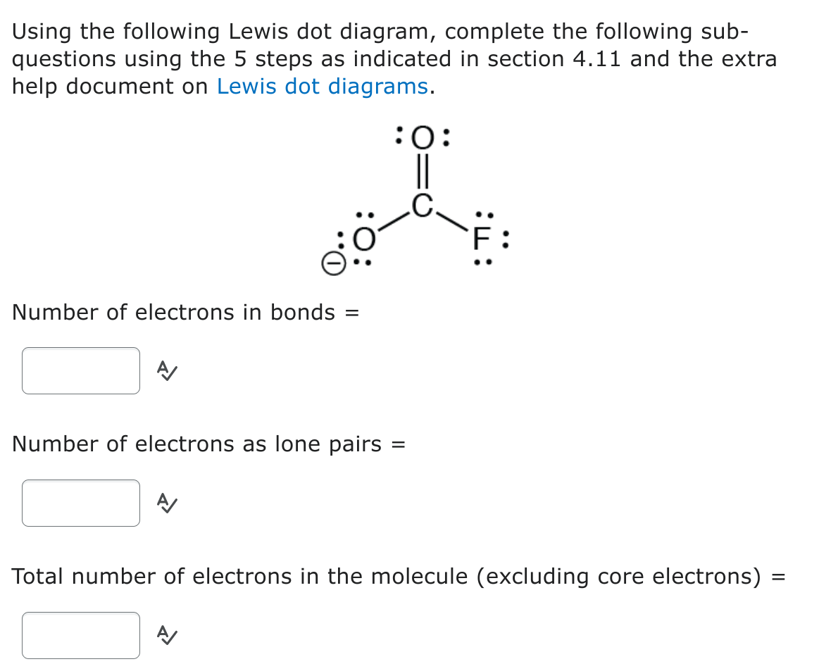 Solved Using the following Lewis dot diagram, complete the | Chegg.com