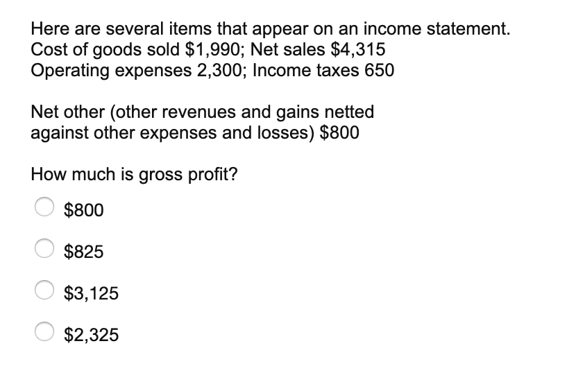 Solved Here Are Several Items That Appear On An Income Chegg