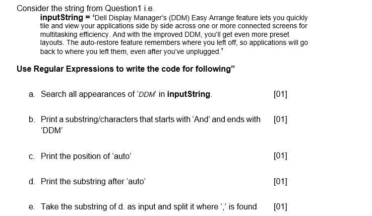 Solved Consider the string from Question 1 i.e. inputString | Chegg.com