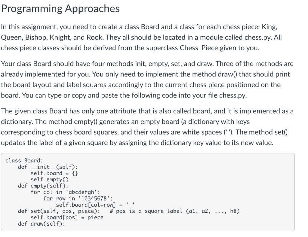 Solved Chess-python Objective: practicing with | Chegg.com