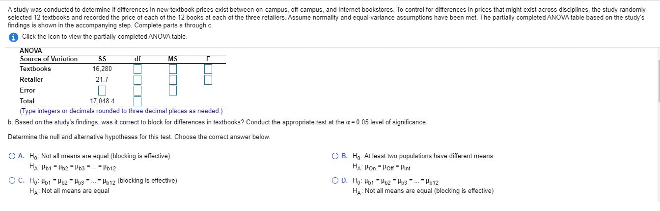 Solved A study was conducted to determine if differences in | Chegg.com