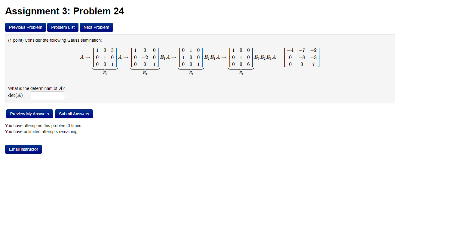 Solved Assignment 3: Problem 24 Previous Problem Problem | Chegg.com