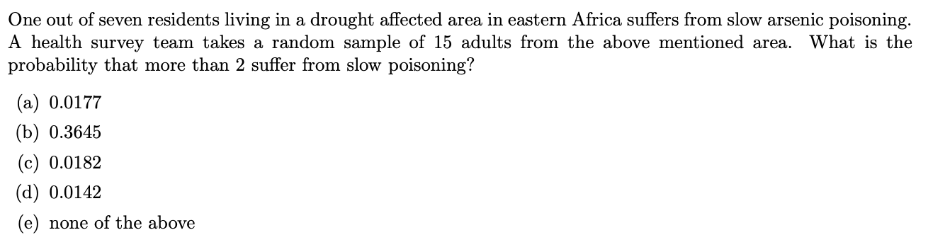 Solved One Out Of Seven Residents Living In A Drought 