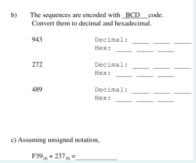 Solved B) The Sequences Are Encoded With BCD _code. Convert | Chegg.com