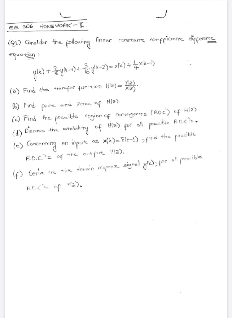 Solved EE 306 HOME WORK-I: se 906 HOMEWORK II (91) Consider | Chegg.com