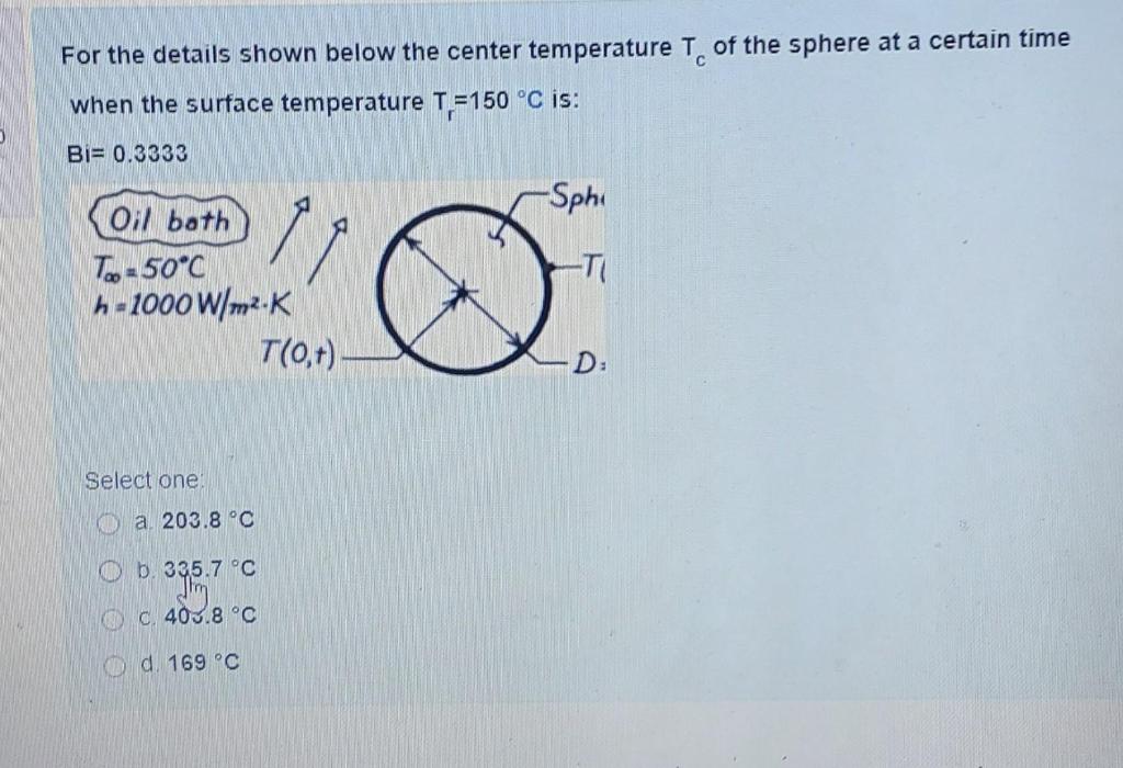 Solved For the details shown below the center temperature T. | Chegg.com