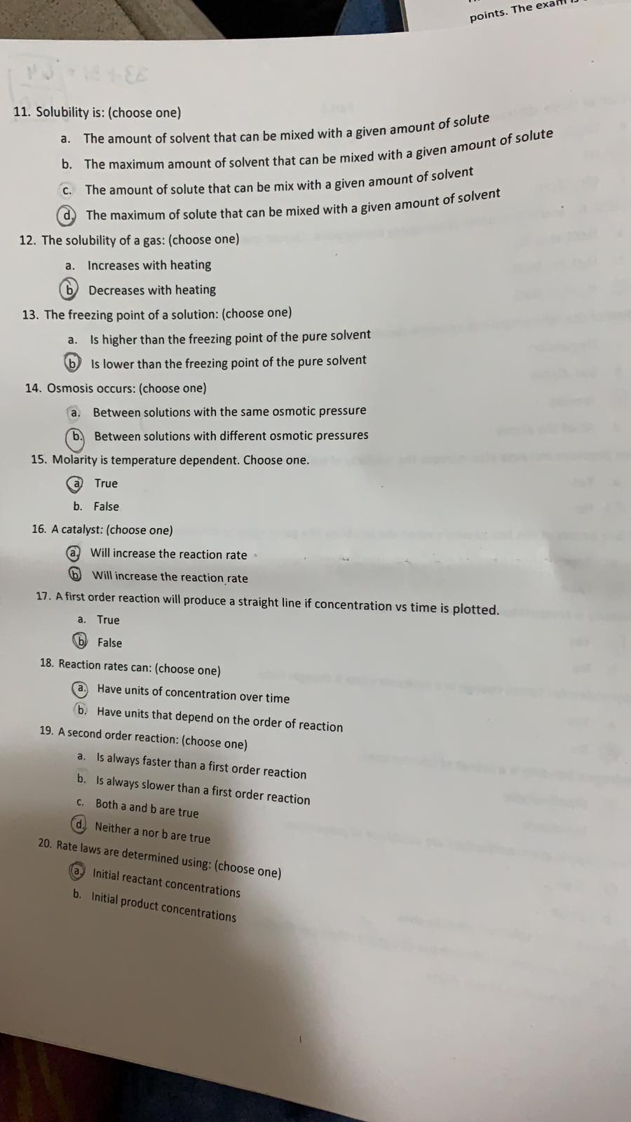 Points The Exarl 11 Solubility Is Choose One A Chegg Com