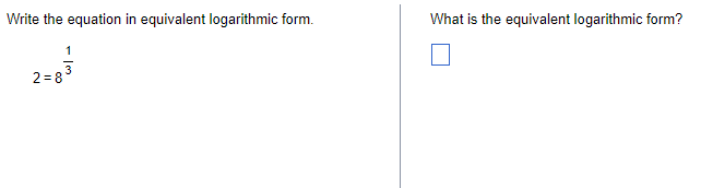 write 2 3 1 8 in logarithmic form