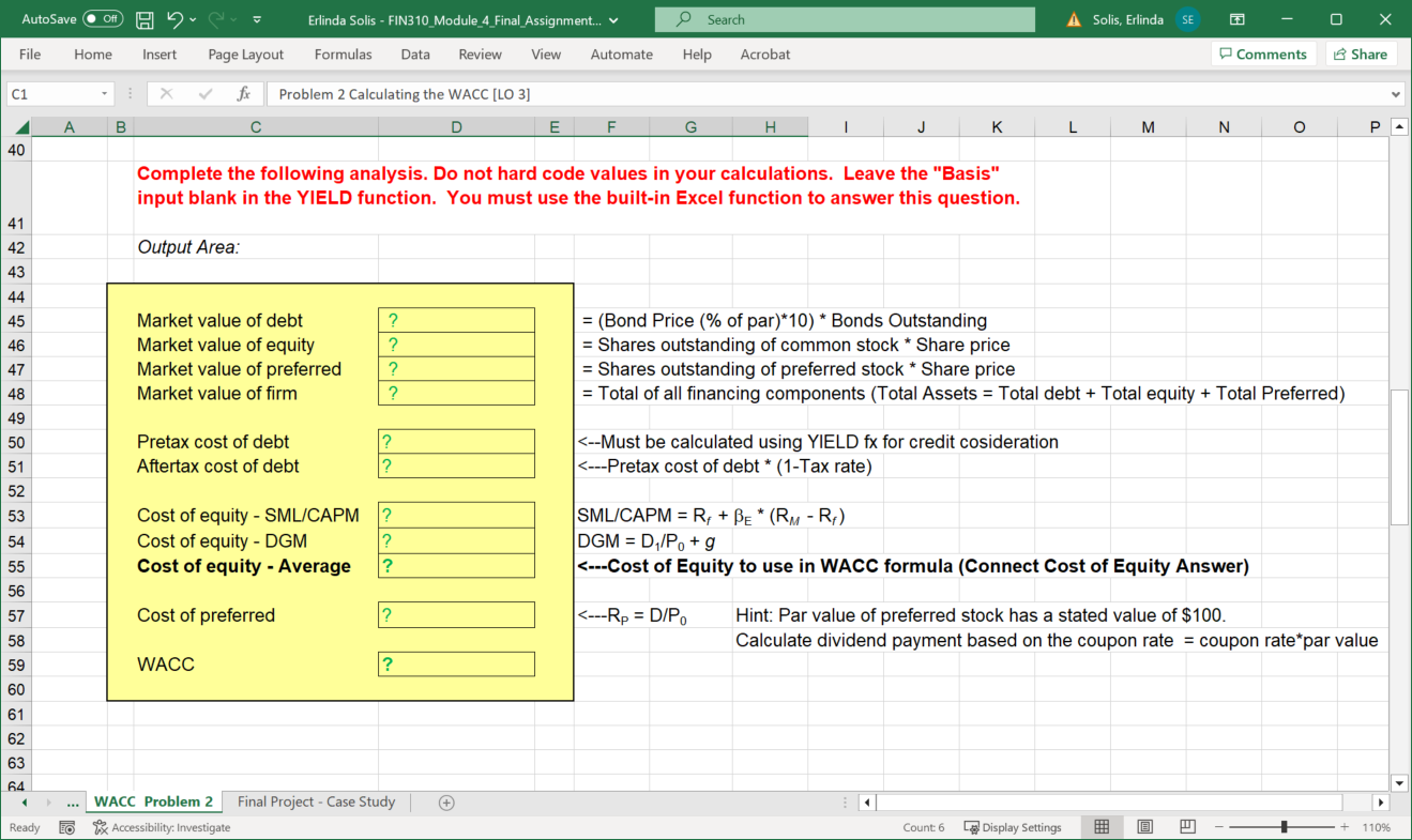 Solved Problem 2 Calculating the WACC [LO 3] | Chegg.com