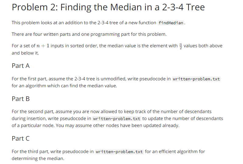 solved-problem-2-finding-the-median-in-a-2-3-4-tree-this-chegg